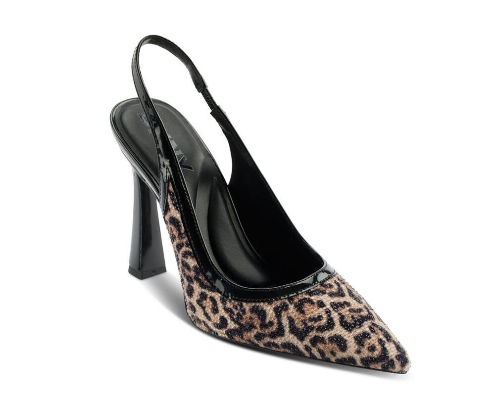 New DKNY Women's Cinette Slingback Pumps Beaded Cheetah Print 9M